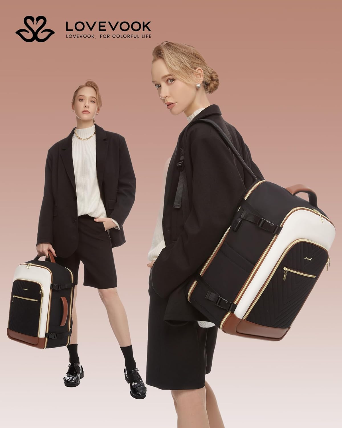 Large Travel Backpack for Women, TSA Carry on Backpack for Airplanes, 40L Personal Item Travel Bag for Women fits 17" Laptop,Waterproof Carry on Bag Airplane Approved with 3 Packing Cubes - Image 7