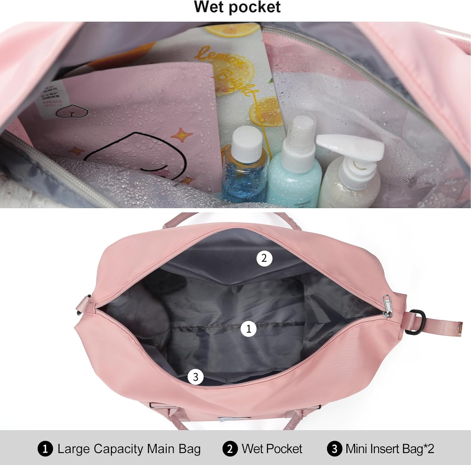 Travel Duffel Bag,Sports Tote Gym Bag,Shoulder Weekender Overnight Bag for Women - Image 5